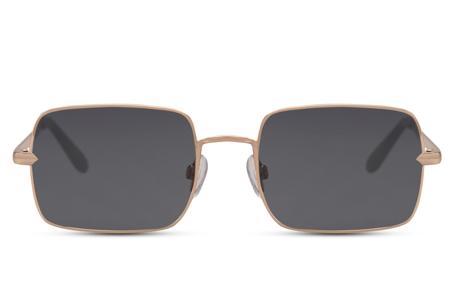 Metal frame retro rectangle sunglasses with silver gunmetal frame and dark grey UV400 lens – sleek classic rectangle shades for everyday city wear and smart casual styling, Sunglass Station free UK and Europe shipping