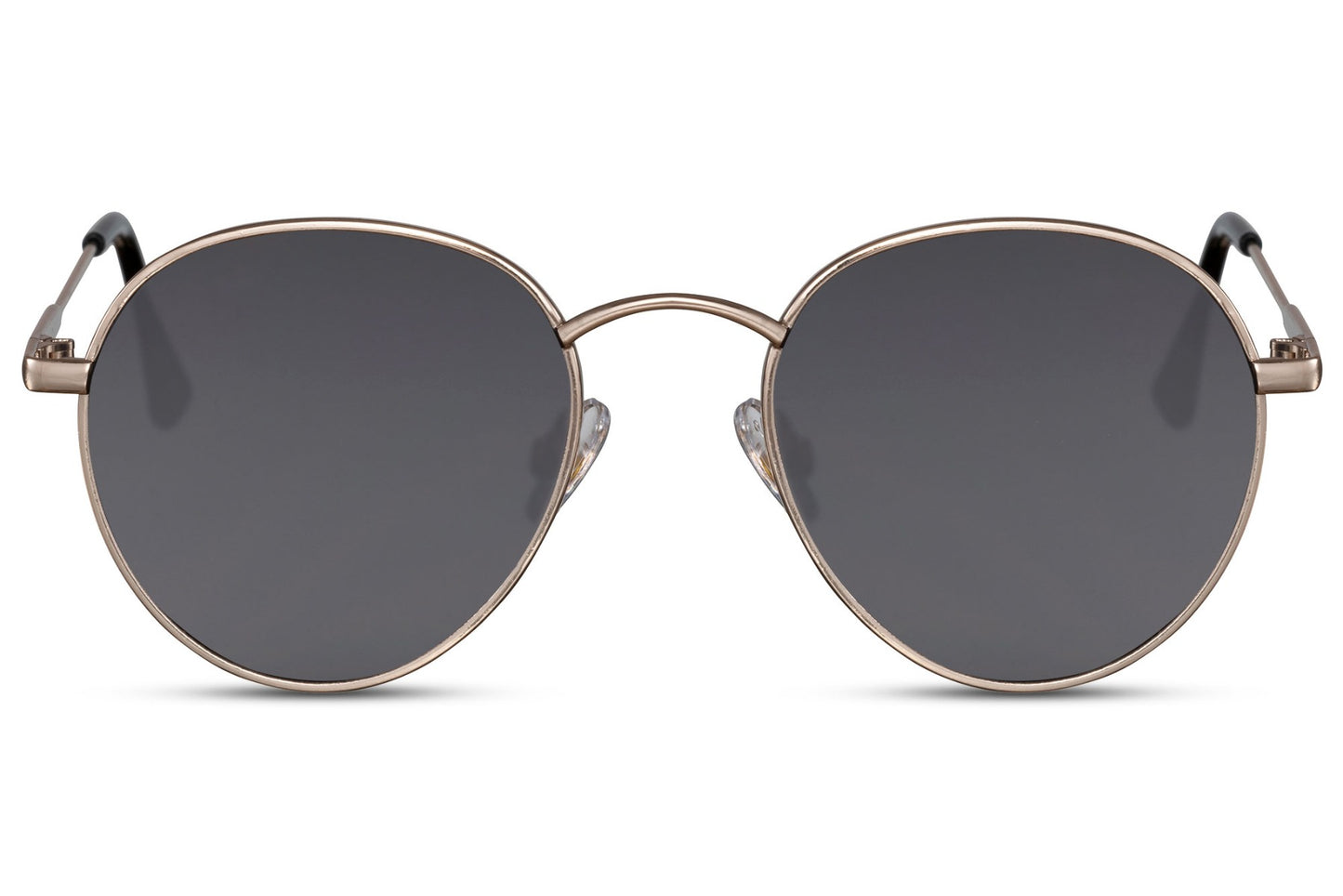 Metal frame round sunglasses gold high quality metal frame black smoke lens 100% UV400 protection men women classic retro old-fashioned appeal lightweight everyday summer city beach free UK Europe delivery Sunglass Station