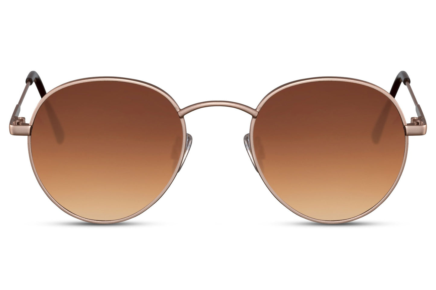 Metal frame round sunglasses gold metal frame warm brown amber gradient lens 100% UV400 protection men women retro classic elegant summer city holiday brunch beach free UK Europe delivery Sunglass Station