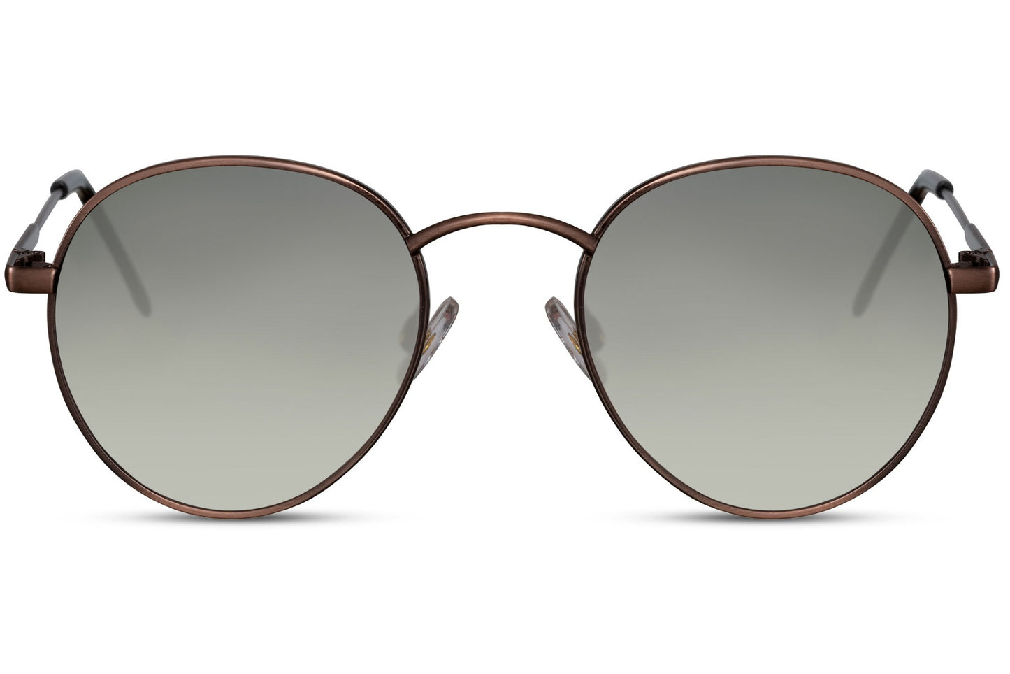Metal frame round sunglasses gold metal frame grey smoke gradient lens 100% UV400 protection men women sophisticated minimalist lightweight everyday city summer driving free UK Europe shipping Sunglass Station