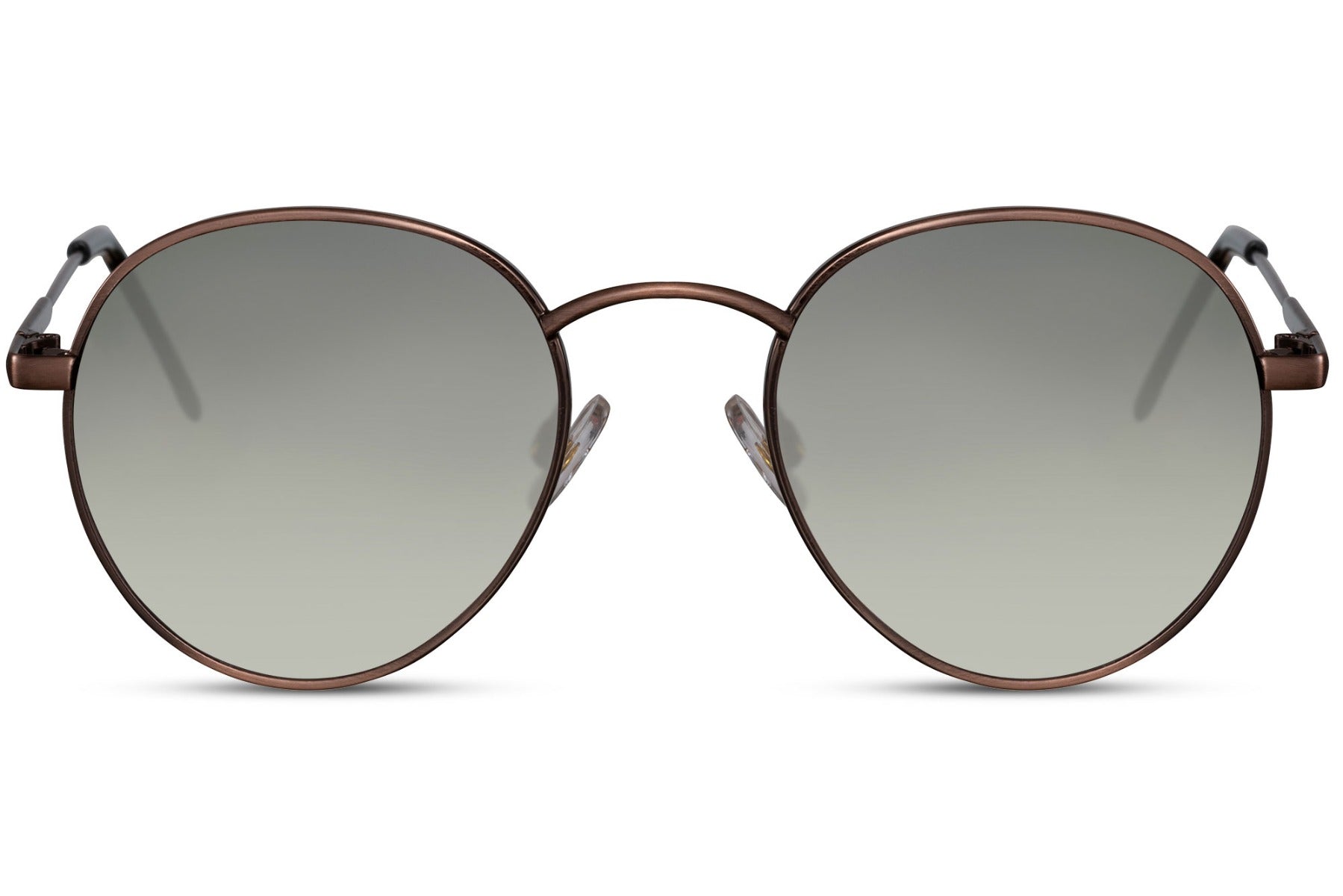 Metal frame round sunglasses gold metal frame grey smoke gradient lens 100% UV400 protection men women sophisticated minimalist lightweight everyday city summer driving free UK Europe shipping Sunglass Station