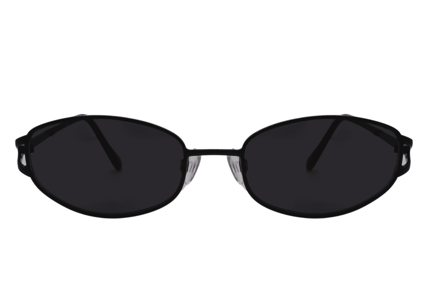 Metal oval sunglasses with black frame and black lens – sleek unisex retro shades for men and women, minimalist designer-style eyewear for city and travel wear, free delivery UK and Europe from Sunglass Station