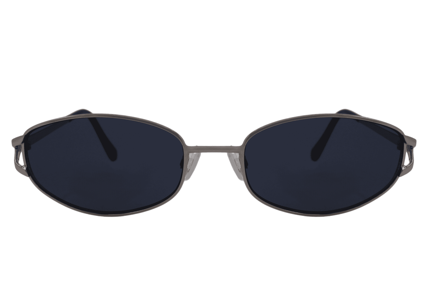 Metal oval sunglasses with black frame and dark blue navy lens – sleek unisex retro shades for men and women, minimalist designer-style eyewear for city and travel wear, free delivery UK and Europe from Sunglass Station
