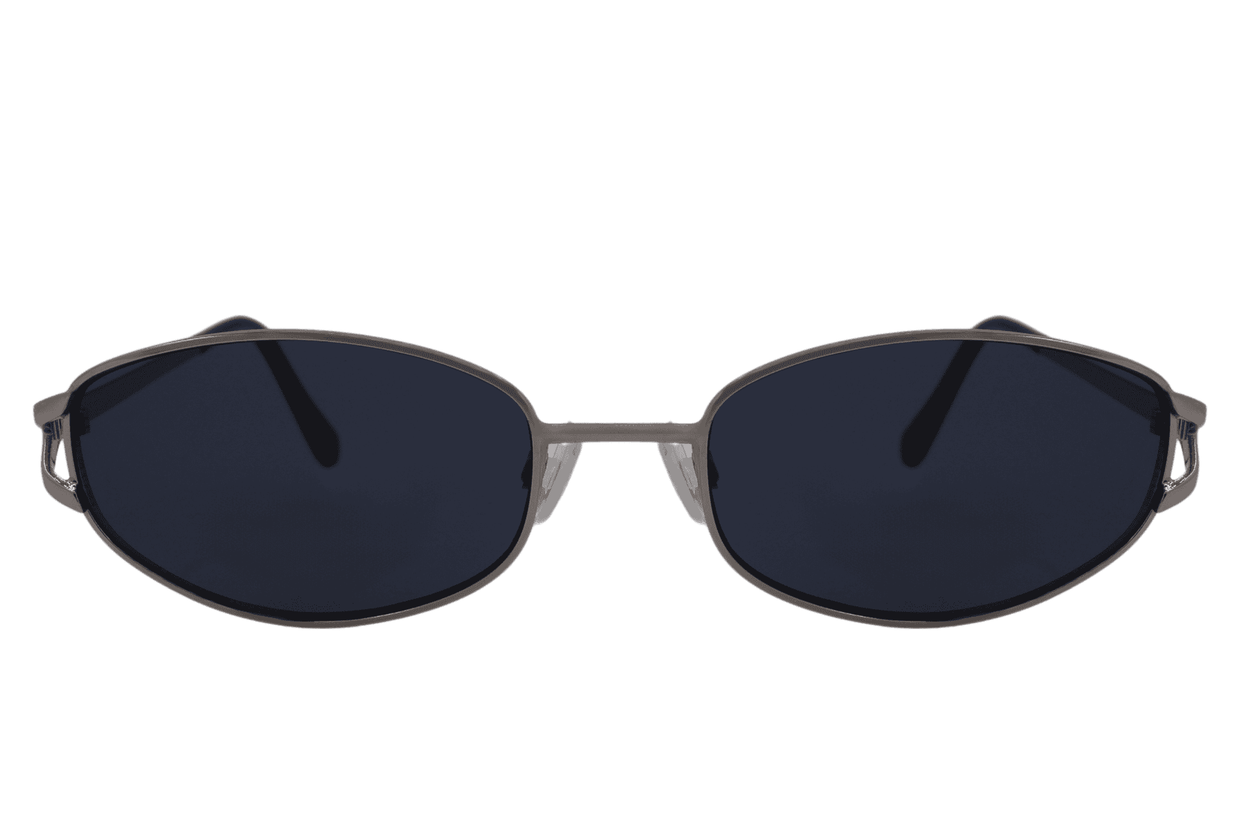 Metal oval sunglasses with black frame and dark blue navy lens – sleek unisex retro shades for men and women, minimalist designer-style eyewear for city and travel wear, free delivery UK and Europe from Sunglass Station