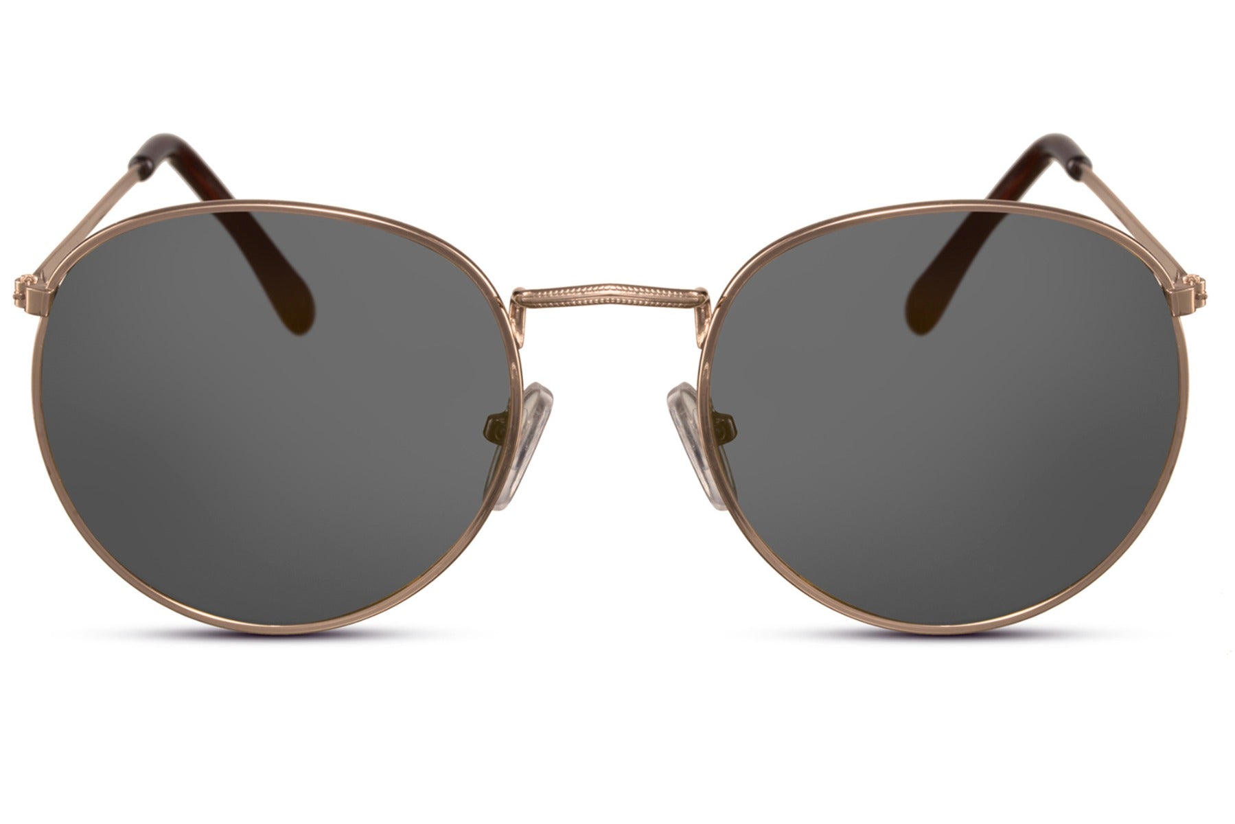 Milan retro round sunglasses black metal frame dark grey recycled lens 100% UV400 protection men women sophisticated everyday city summer wear free UK Europe delivery Sunglass Station