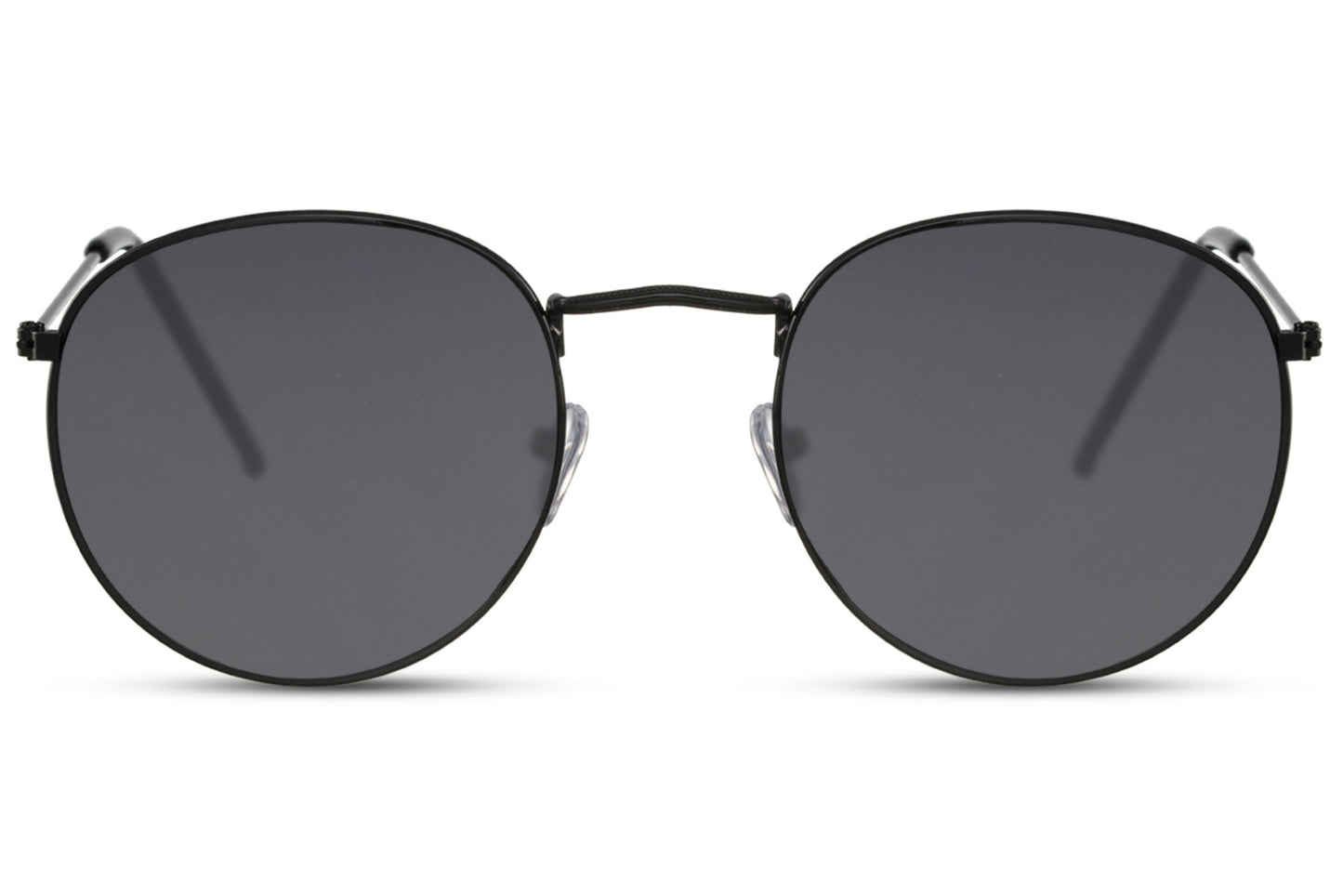 Milan retro round sunglasses black metal frame black recycled lens 100% UV400 protection men women classic Italian inspired summer city beach style free UK Europe delivery Sunglass Station
