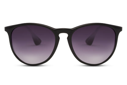 Milan round tinted sunglasses black metal polycarbonate frame dark smoke lens durable compact 100% UV400 protection men women travel-ready Italian inspired timeless summer city beach free UK Europe delivery Sunglass Station