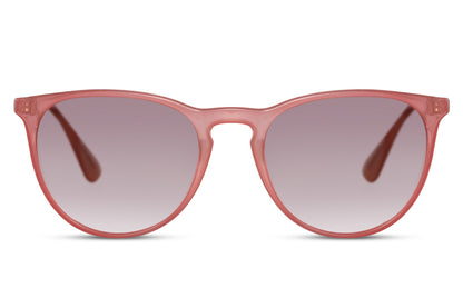 Milan round tinted sunglasses pink metal polycarbonate frame pink rose gradient lens 100% UV400 protection women bold feminine Italian inspired retro summer festival city brunch beach free UK Europe shipping Sunglass Station