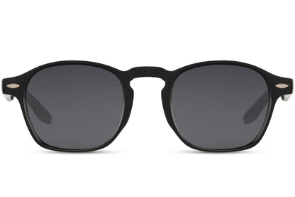 Minimal black sunglasses for casual street style