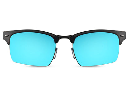 blue mirrored lens clubmaster sunglasses