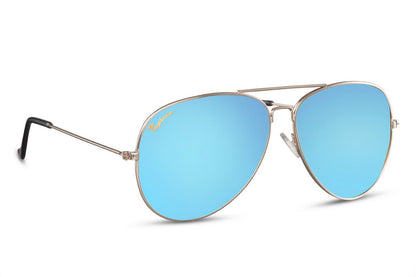 Blue Mirrored Aviator Sunglasses