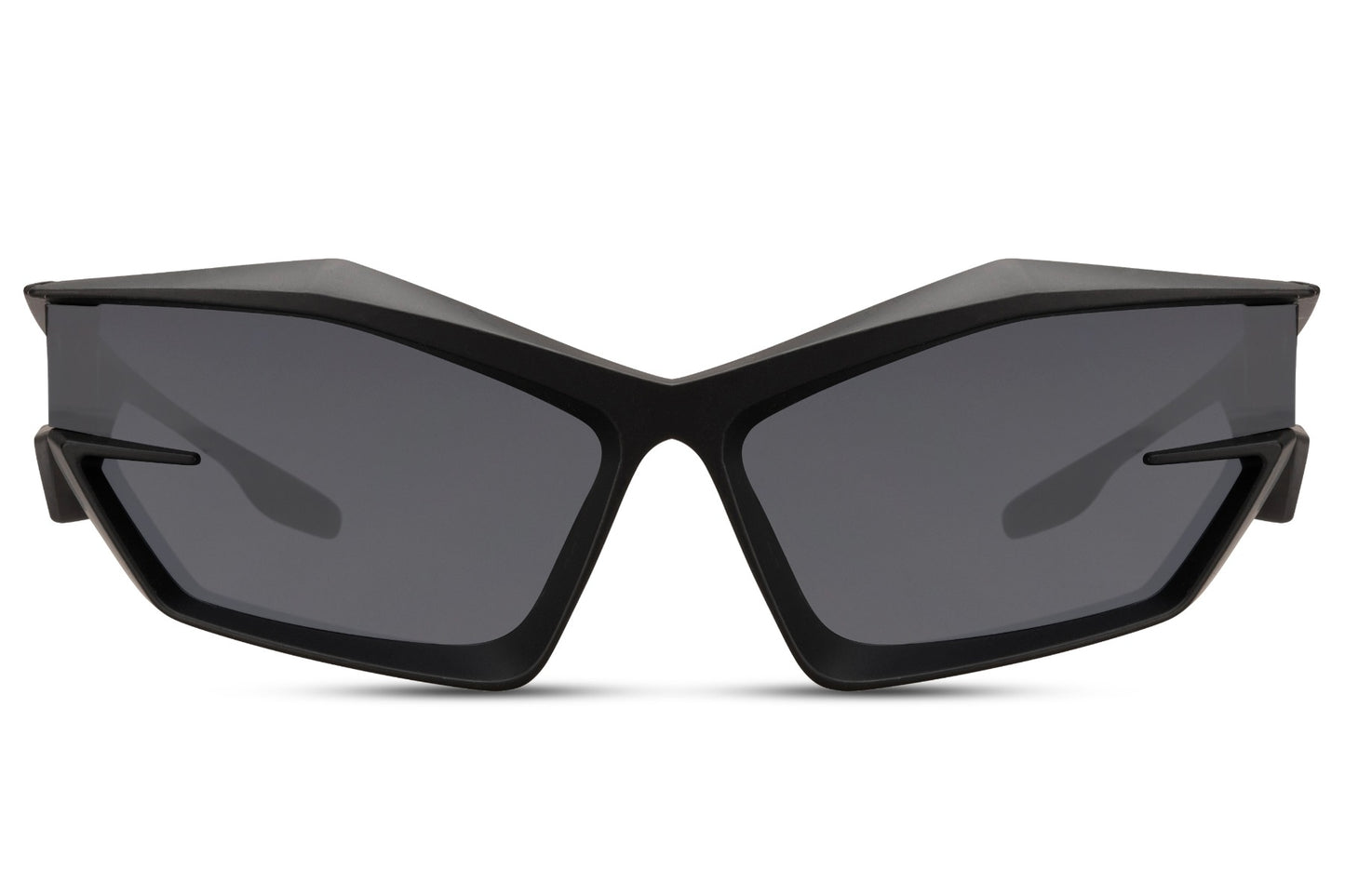 black neo cyber party sunglasses — razor-sharp angular geometry for men and women, the cyber-fashion silhouette that belongs at Berghain, Fabric and every dark room between Berlin and Manchester | Sunglass Station