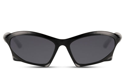 Black wrap cat-eye night party sunglasses with UV400 protection — Sunglass Station UK | Festival & club eyewear from £29.99