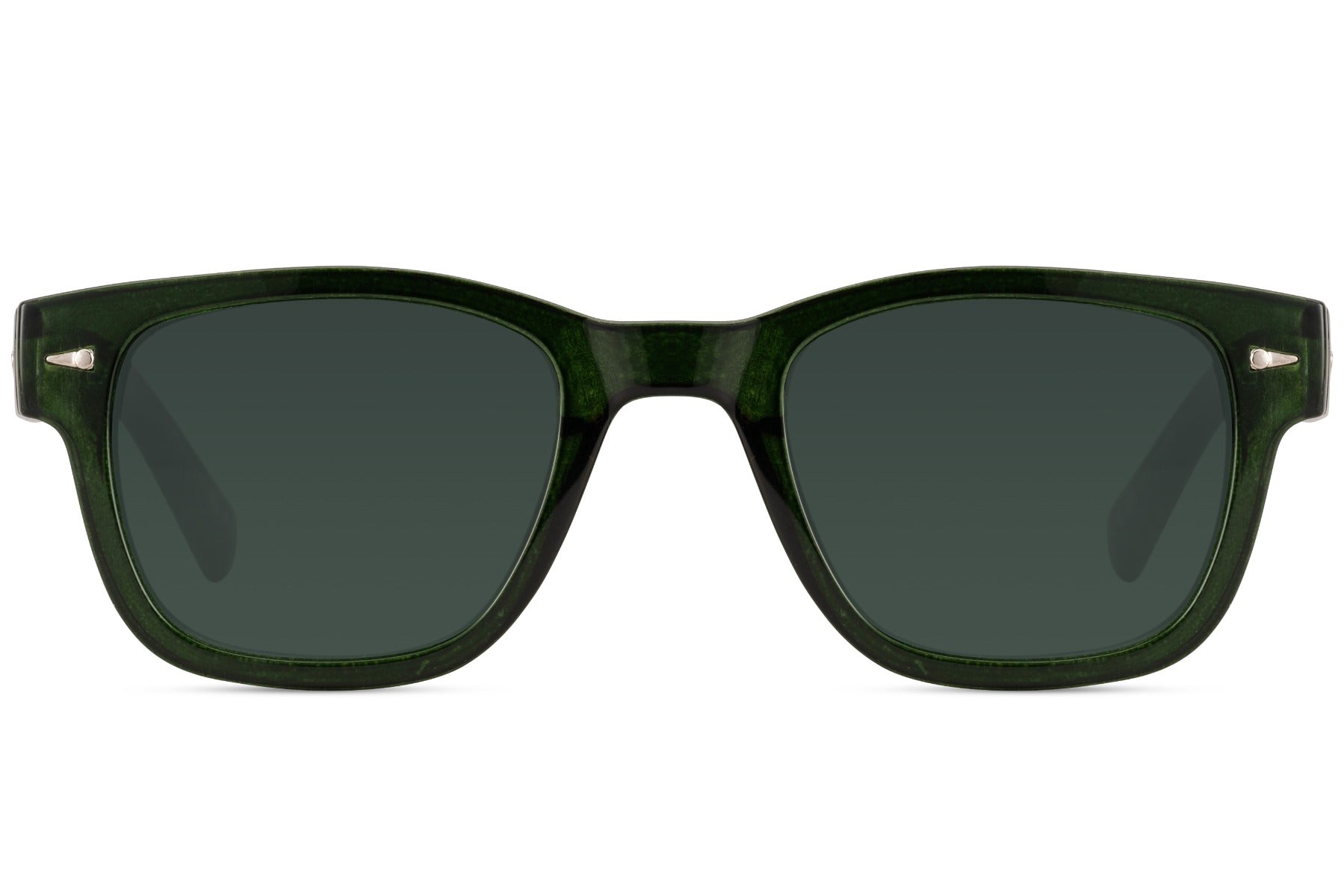 a go to pair of olive green frame unisex sunglass