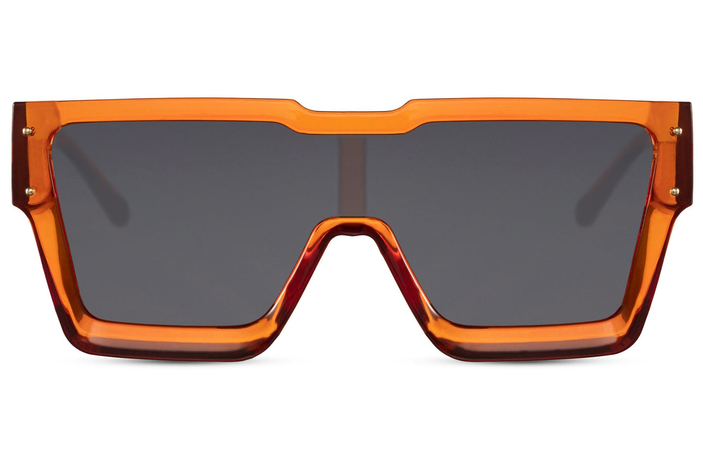orange frame black tinted lens oversized sunglasses