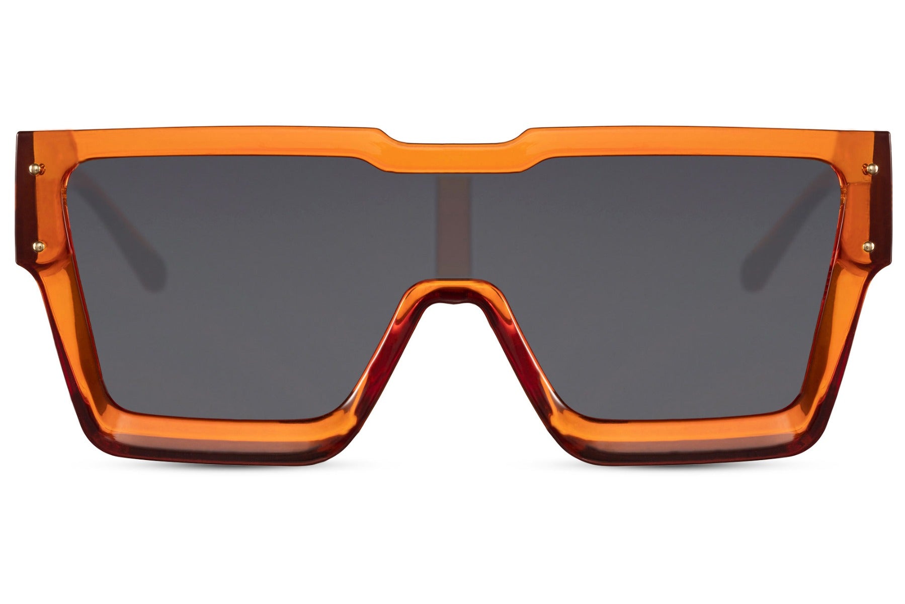 orange frame black tinted lens oversized sunglasses