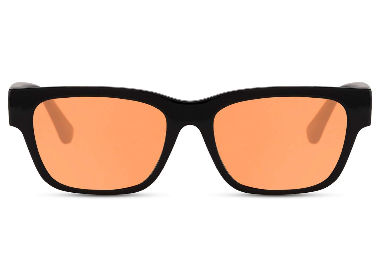 orange lens sunglass giving urban look with matte black frame