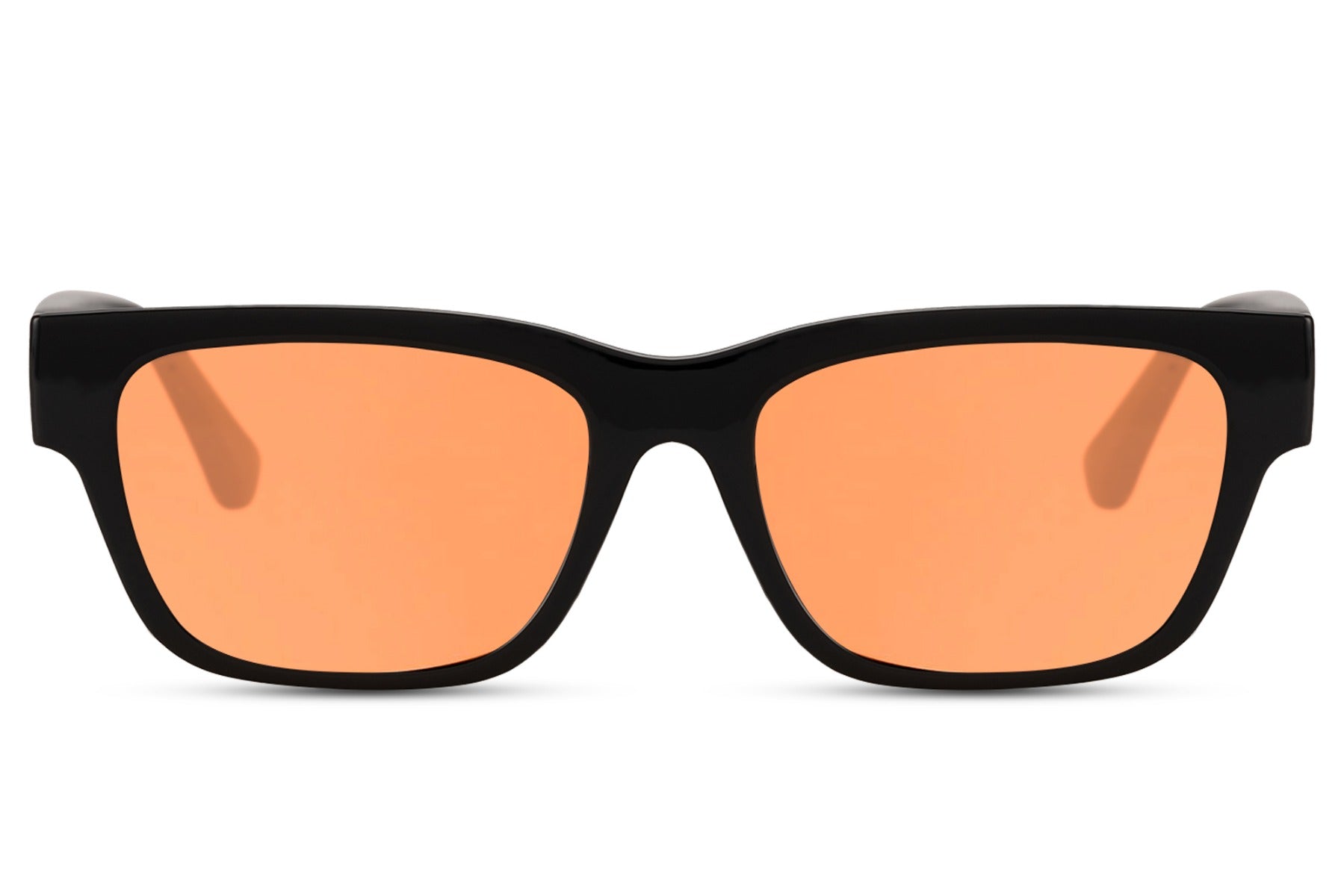 orange lens sunglass giving urban look with matte black frame
