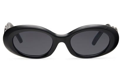 black thick frame oval party sunglasses — clean graphic retro shape for women who treat their accessories like punctuation, UV400 eco-friendly