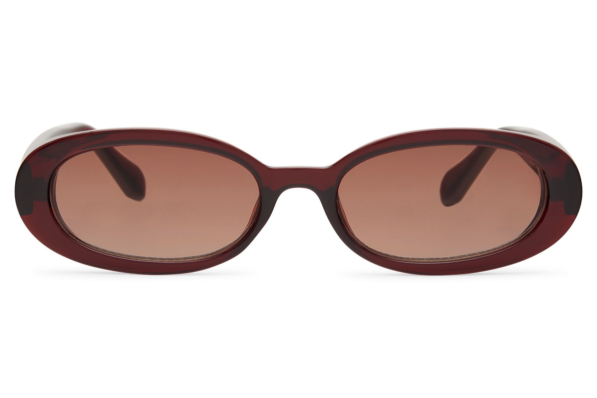 Brown red tinted oval party sunglasses for women — retro festival eyewear with UV400 protection | Sunglass Station UK from £29.99