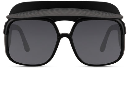 oversized funky party shades with dark lens — wild-coded brow bar shield for festival season, the print colourway that references 70s safari glamour and 2026 maximalist street dressing in equal measure, UV400