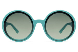 Oversized round sunglasses women teal green polycarbonate frame large lens lightweight UV400 protection comfortable all-day summer beach holiday festival wear free UK Europe delivery Sunglass Station