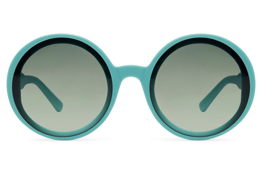 Oversized round sunglasses women teal green polycarbonate frame large lens lightweight UV400 protection comfortable all-day summer beach holiday festival wear free UK Europe delivery Sunglass Station