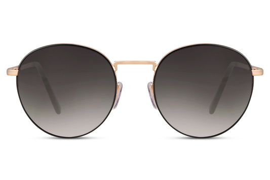 Oversized round tinted sunglasses rose gold metal frame dark smoke gradient polycarbonate lens UV400 protection men women unisex retro glamorous summer city beach holiday free UK Europe delivery Sunglass Station