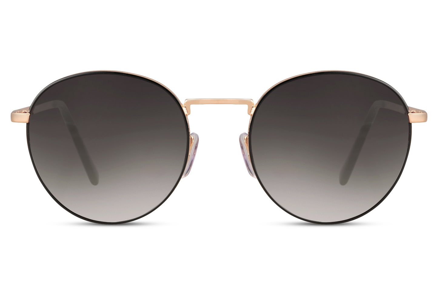 Oversized round tinted sunglasses rose gold metal frame dark gradient polycarbonate lens lightweight UV400 protection comfortable all-day unisex summer city beach wear free UK Europe delivery Sunglass Station