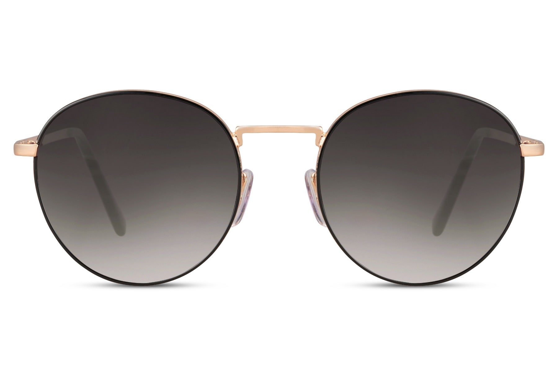Oversized round tinted sunglasses rose gold metal frame dark gradient polycarbonate lens lightweight UV400 protection comfortable all-day unisex summer city beach wear free UK Europe delivery Sunglass Station