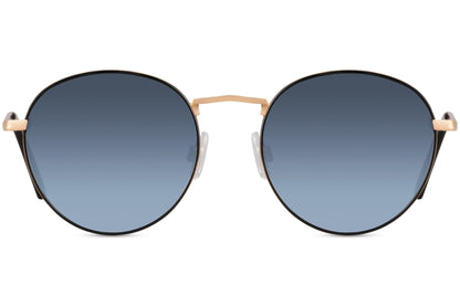 Oversized round tinted sunglasses silver metal frame navy blue tinted polycarbonate lens UV400 protection men women bold statement retro summer festival beach city eyewear free UK Europe delivery Sunglass Station