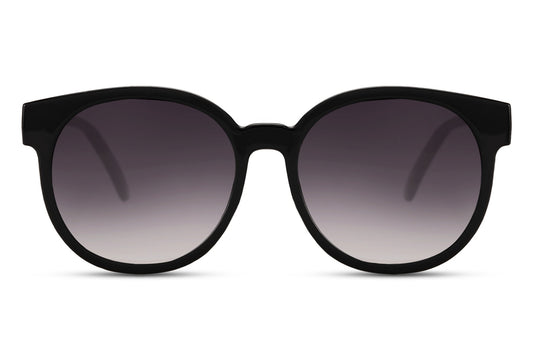 Paris bold round sunglasses women black polycarbonate frame smoke gradient lens UV400 protection oversized glamorous bold Paris street style summer city beach festival free UK Europe delivery Sunglass Station