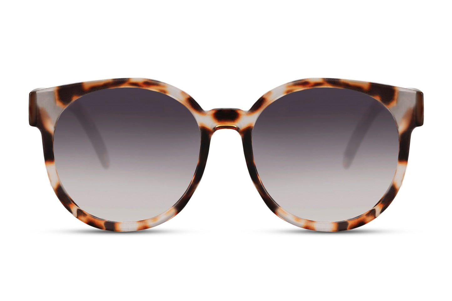 Paris bold round sunglasses women light tortoise nude print polycarbonate frame grey smoke gradient lens UV400 protection oversized elegant retro chic Paris summer city brunch holiday free UK Europe delivery Sunglass Station