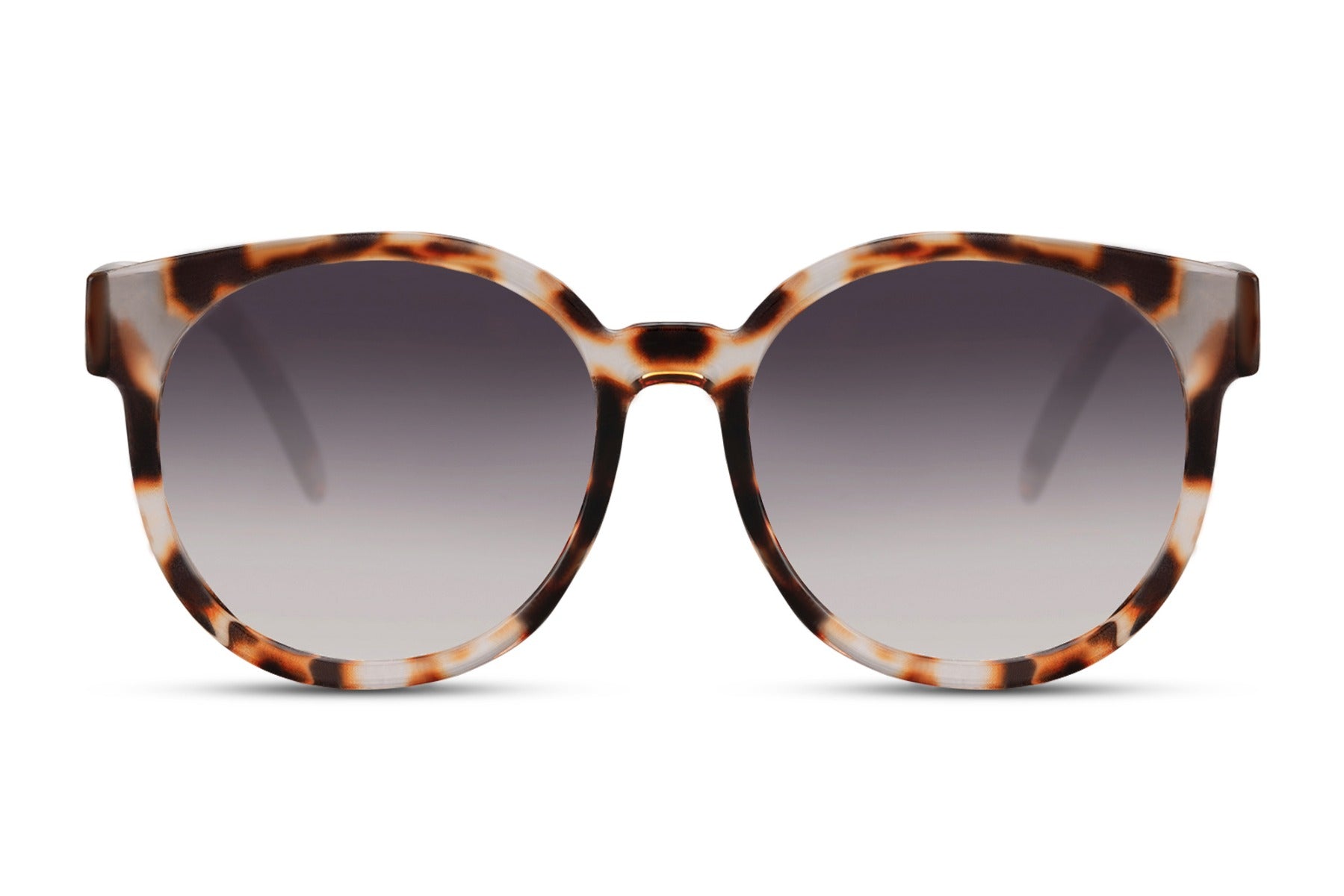 Paris bold round sunglasses women light tortoise nude print polycarbonate frame grey smoke gradient lens UV400 protection oversized elegant retro chic Paris summer city brunch holiday free UK Europe delivery Sunglass Station