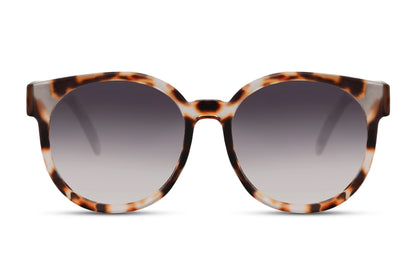 Paris bold round sunglasses women light tortoise nude print polycarbonate frame grey smoke gradient lens UV400 protection oversized elegant retro chic Paris summer city brunch holiday free UK Europe delivery Sunglass Station