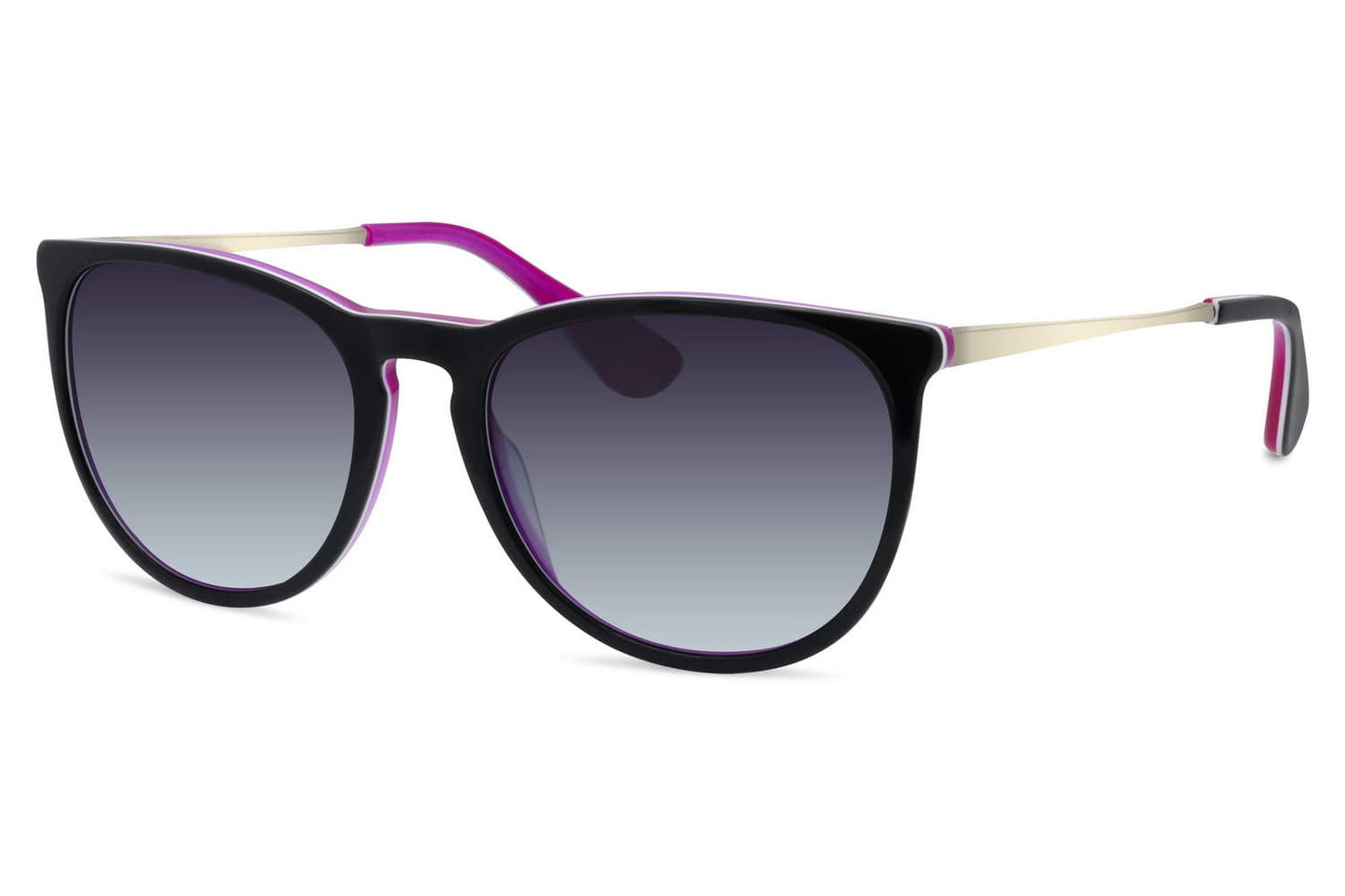 Paris round polarised sunglasses sleek black acetate frame pink accent smoke gradient polarised TAC lens 100% UVA UVB protection women anti-glare boho streetwear summer free UK Europe shipping Sunglass Station
