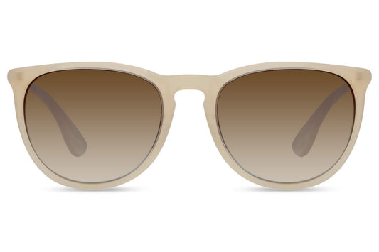 Paris round polarised sunglasses cream vintage acetate frame warm brown gradient polarised TAC 1.1mm lens 100% UVA UVB protection women non-allergenic all-day comfort free UK Europe delivery Sunglass Station