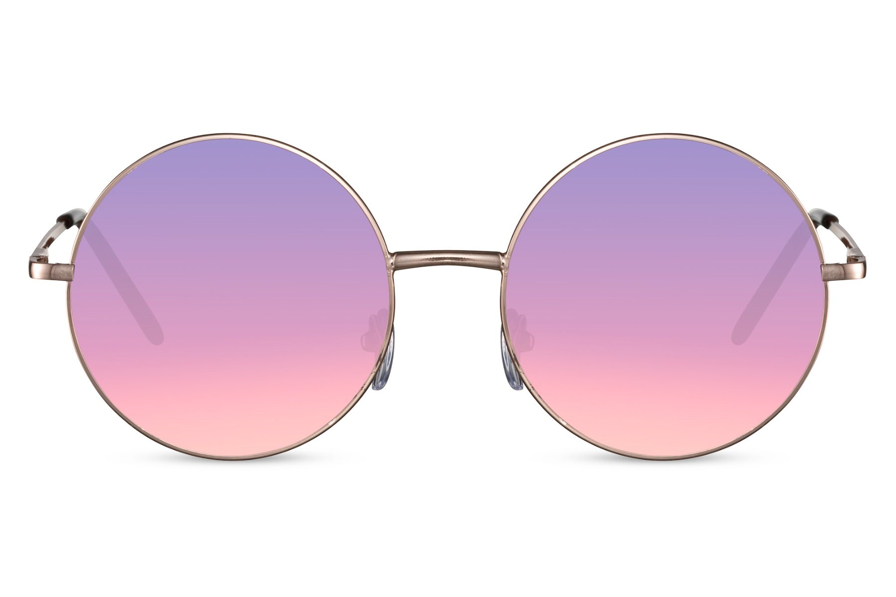 Paris tinted lens round sunglasses gold metal frame purple violet tinted lens 100% UV400 protection women men bold retro Paris street style summer festival city beach free UK Europe shipping Sunglass Station