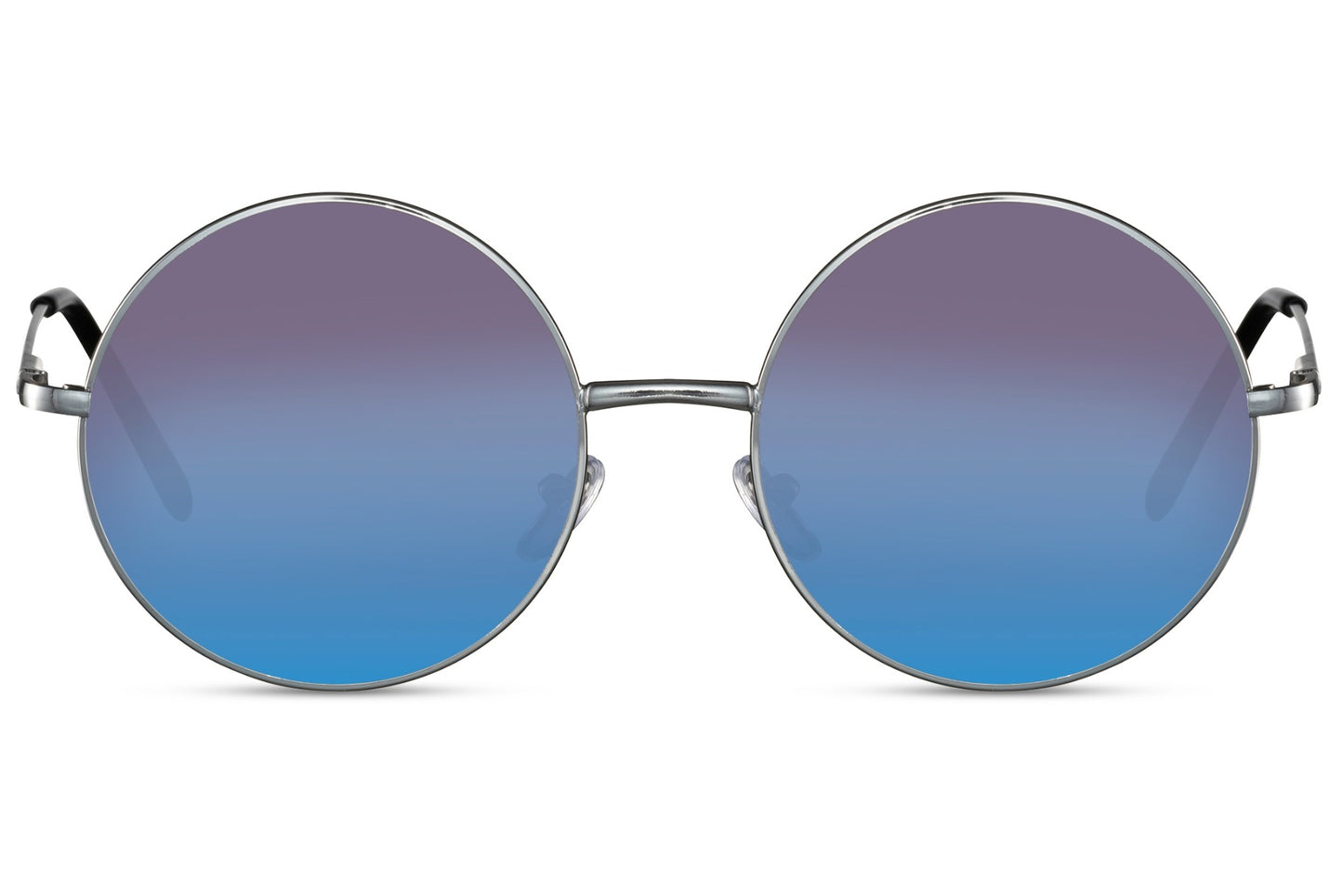 Paris tinted lens round sunglasses silver metal frame blue mirror lens 100% UV400 protection men women bold statement retro Paris street style summer beach festival city free UK Europe shipping Sunglass Station