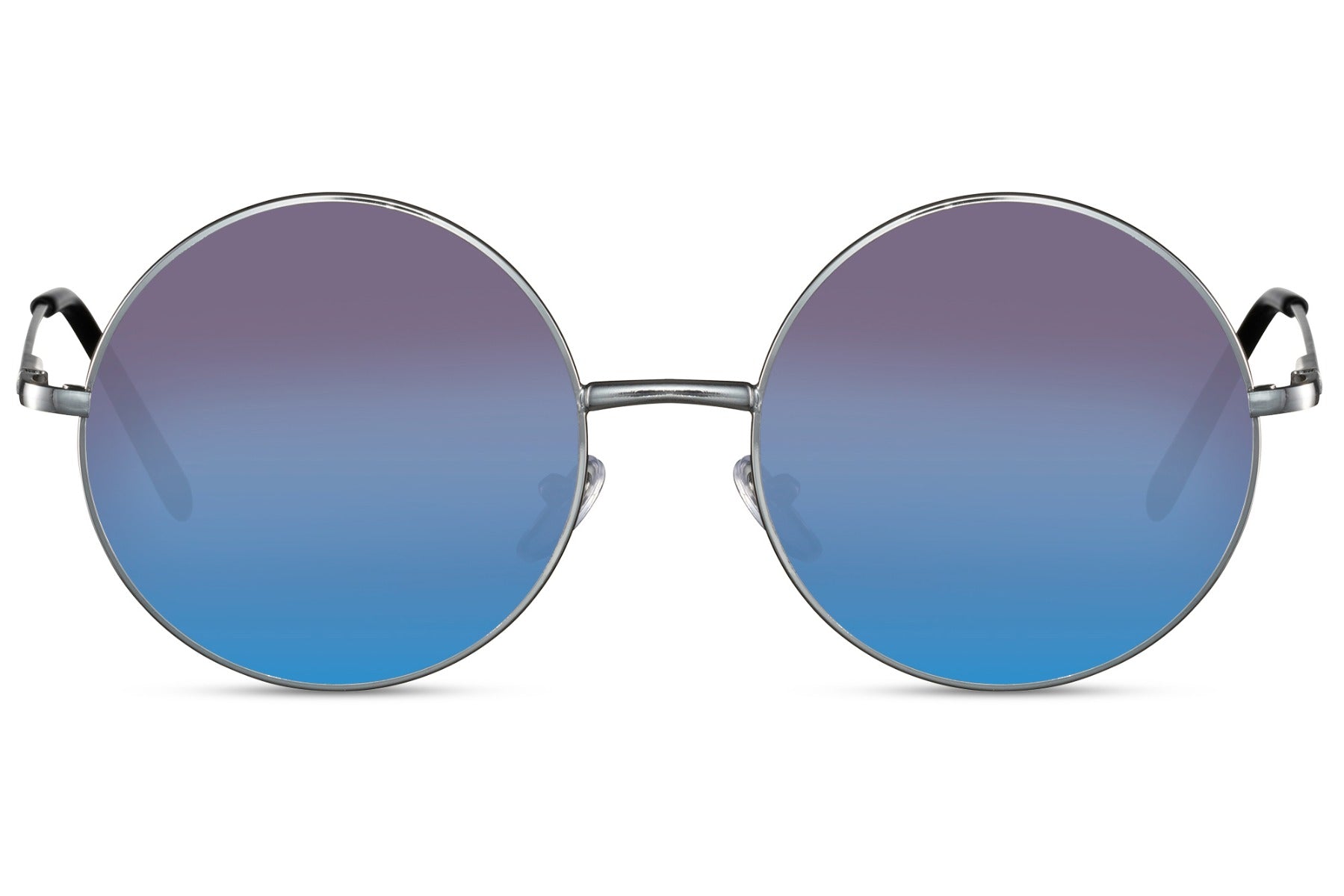 Paris tinted lens round sunglasses silver metal frame blue mirror lens 100% UV400 protection men women bold statement retro Paris street style summer beach festival city free UK Europe shipping Sunglass Station