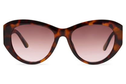 Tortoiseshell oversized cat-eye party sunglasses with rose mauve gradient lens — St Tropez refinement in a bold feminine frame, the Riviera lens pairing that flatters every skin tone, eco-conscious polycarbonate