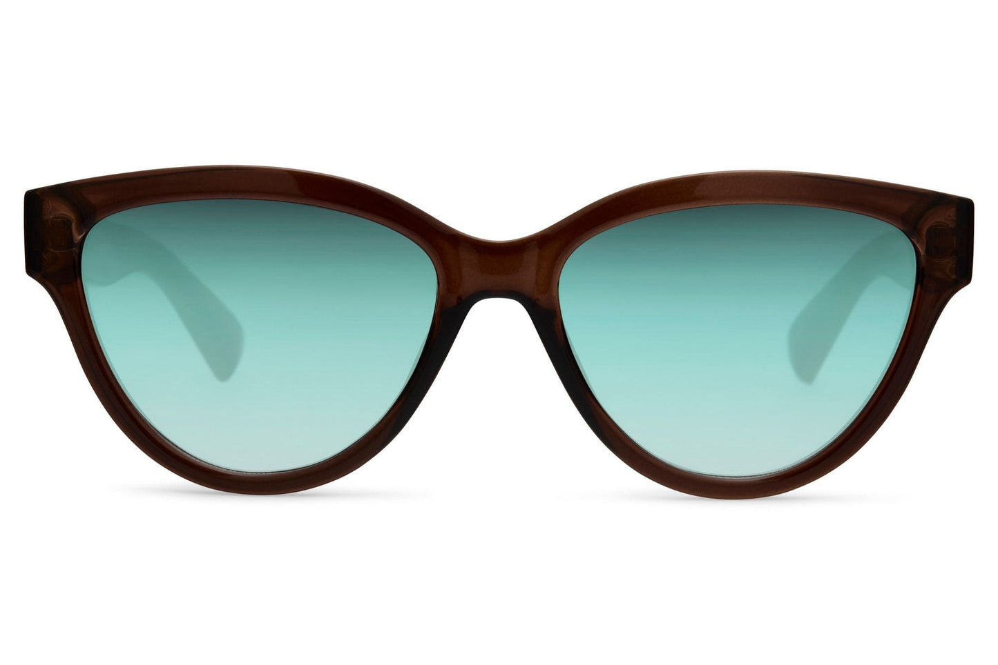 Teal turquoise party tinted cat-eye sunglasses — chromatic coastal energy for Amalfi afternoons, Ibiza pool bars and anywhere the water matches the sky, eco-friendly recycled frame | Free shipping across UK & Europe