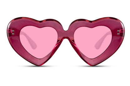 pink heart mirrored lens sunglasses for women