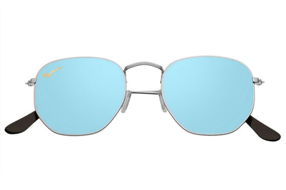 blue mirrored polarised lens sunglasses