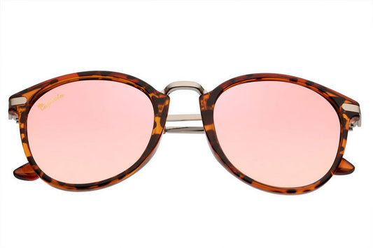 round frame polarised pink mirrored sunglass for women