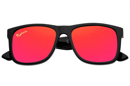 polarised red mirrored wayfarer sunglasses for men and women