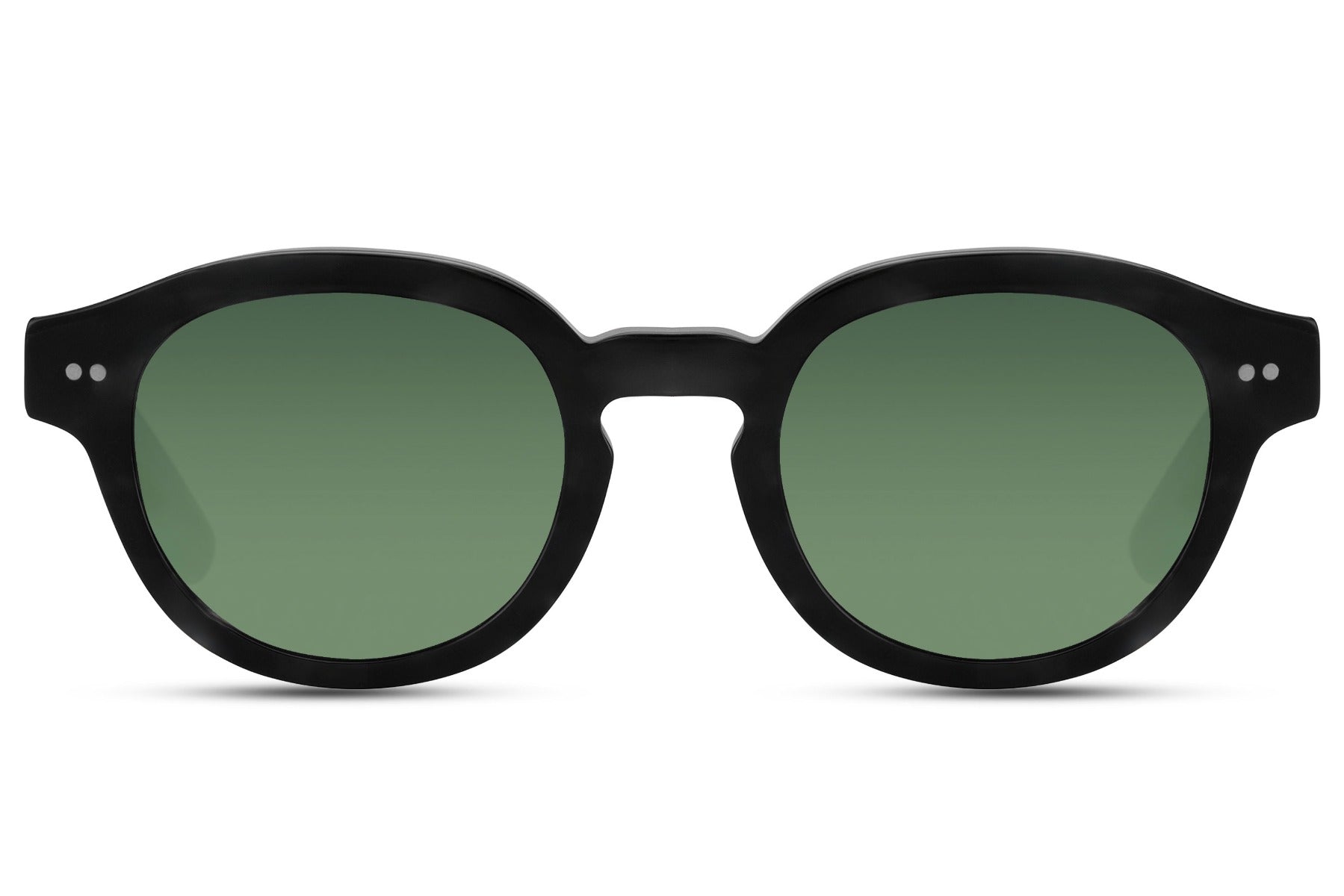 Polarised round sunglasses black frame green polarised 1.1mm TAC lens anti-glare 100% UVB protection men women driving hiking cycling outdoor summer city free UK Europe shipping Sunglass Station