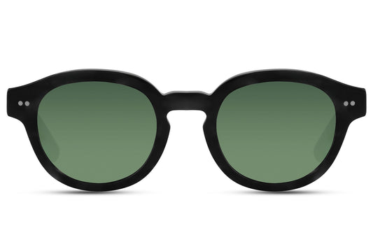 Polarised round sunglasses black frame green polarised 1.1mm TAC lens anti-glare 100% UVB protection men women driving hiking cycling outdoor summer city free UK Europe shipping Sunglass Station