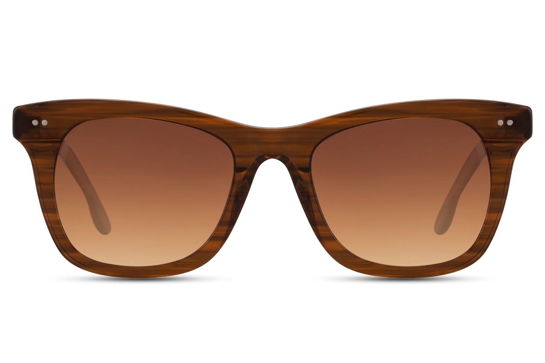 A pair of square-shaped sunglasses with a brown acetate frame and polarized brown lenses.