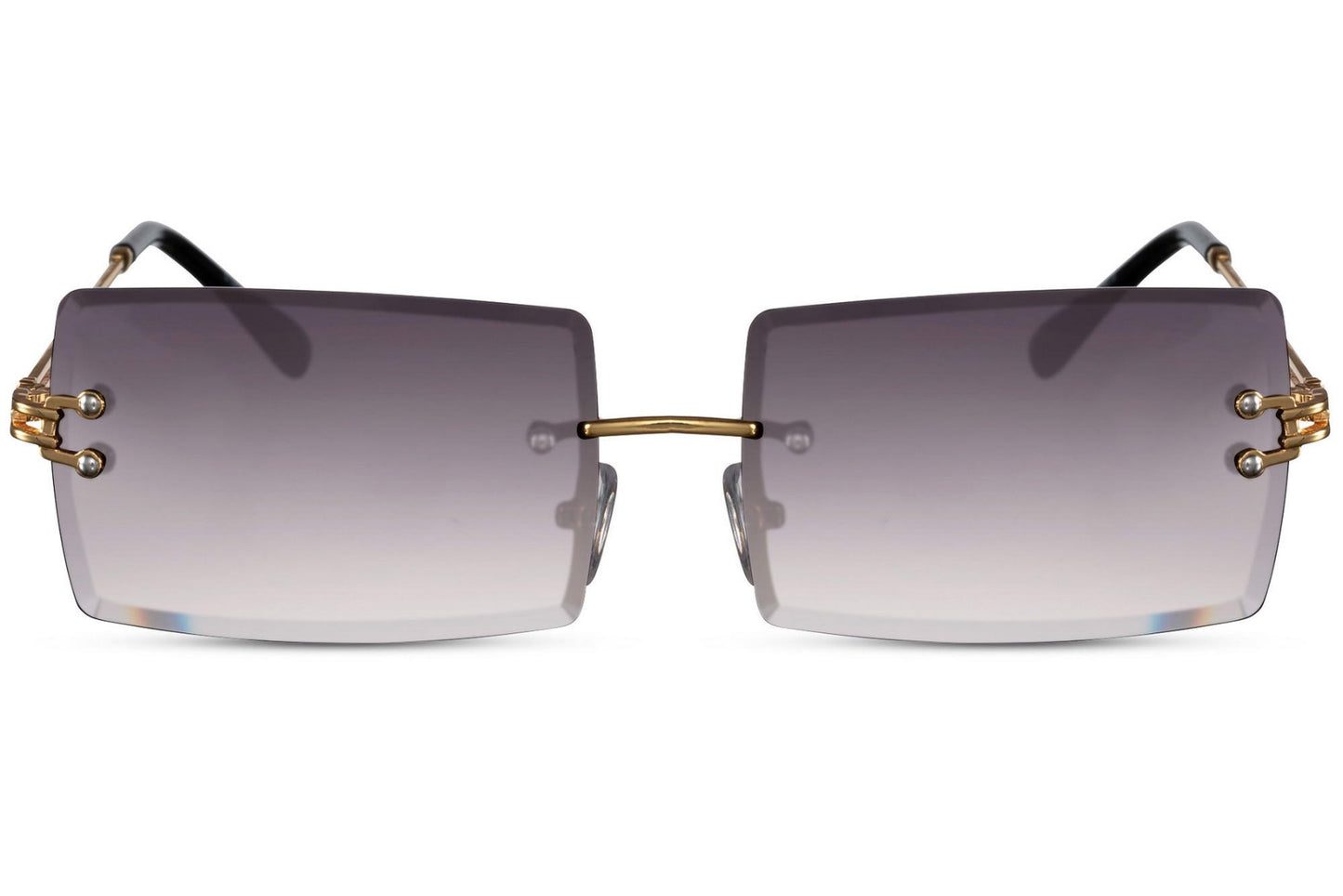 purple rimless rectangle sunglasses are perfect way to define the chic look, with 100% uv protection